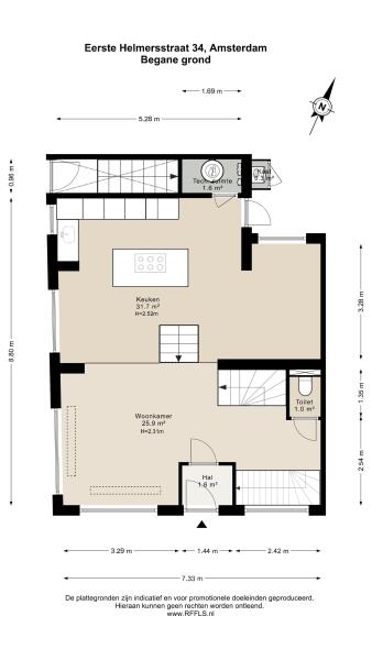 Floor Plan 1 - Eerste Helmersstraat 34