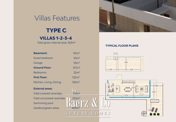 Floor Plan 1 - Blue Sky Exclusive Collection – key ready 5 bedroom beachfront villa with infinity pool and lift, Pervolia (villa 4)