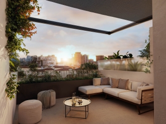 Architectural patio residence with private courtyard and rooftop living