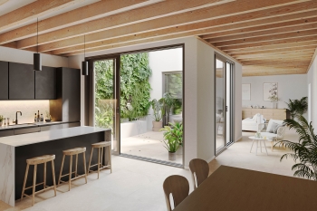 Architectural patio residence with private courtyard and rooftop living